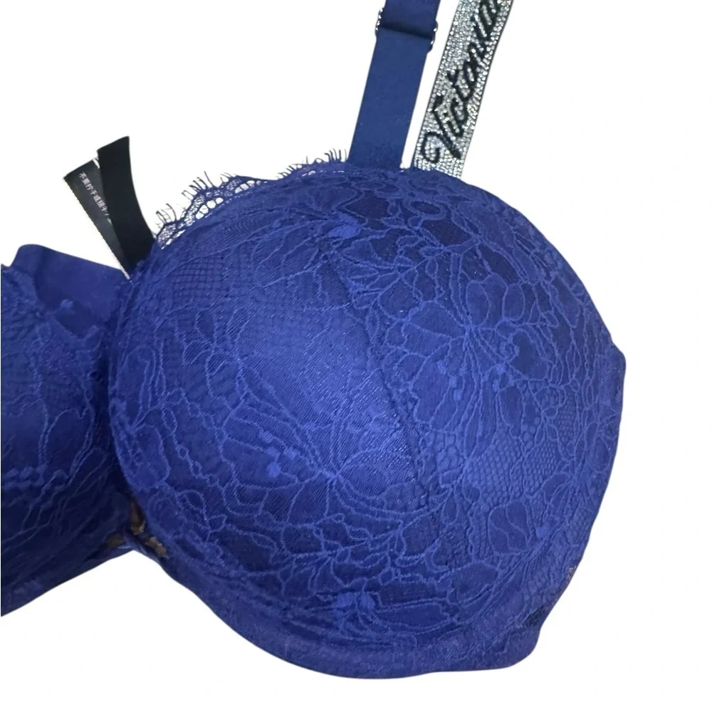 Victoria's Secret Bombshell Add-2-Cups Lace Push-Up Bra Shine Strap 36D